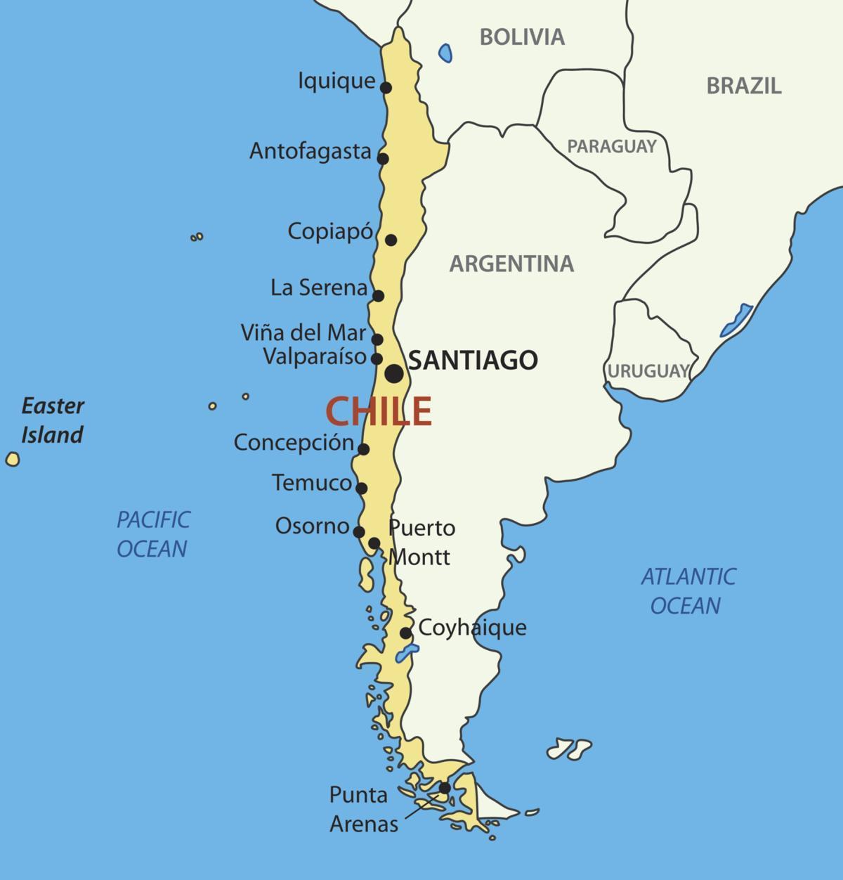 Mappa del Cile paese