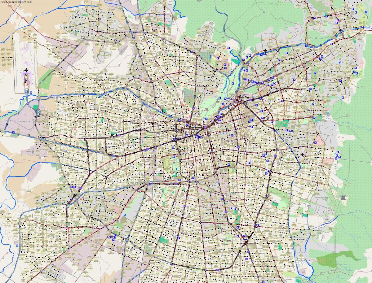 mappa della città di santiago, in Cile