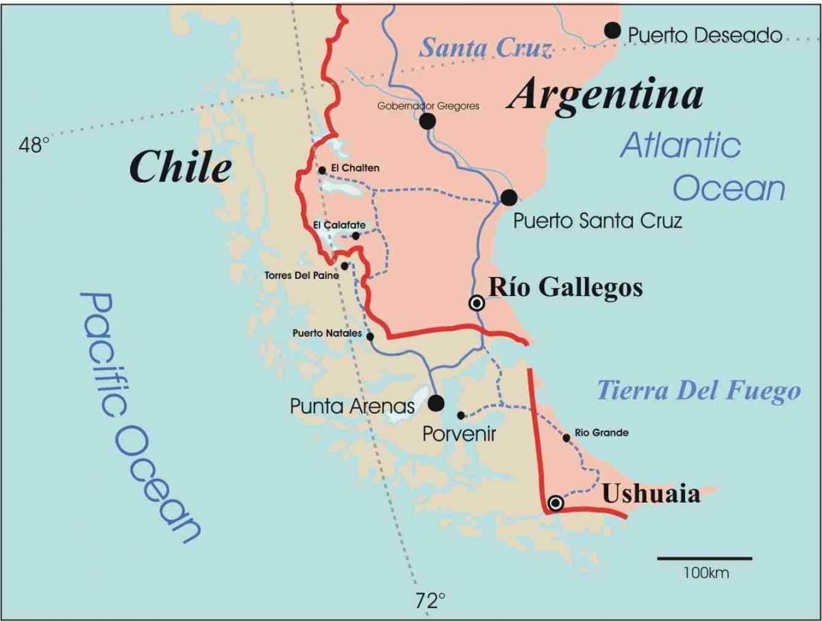 Mappa di patagonia, Cile