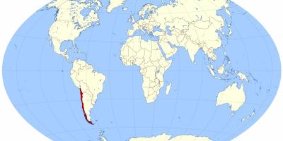 Mappa del mondo che mostra Cile