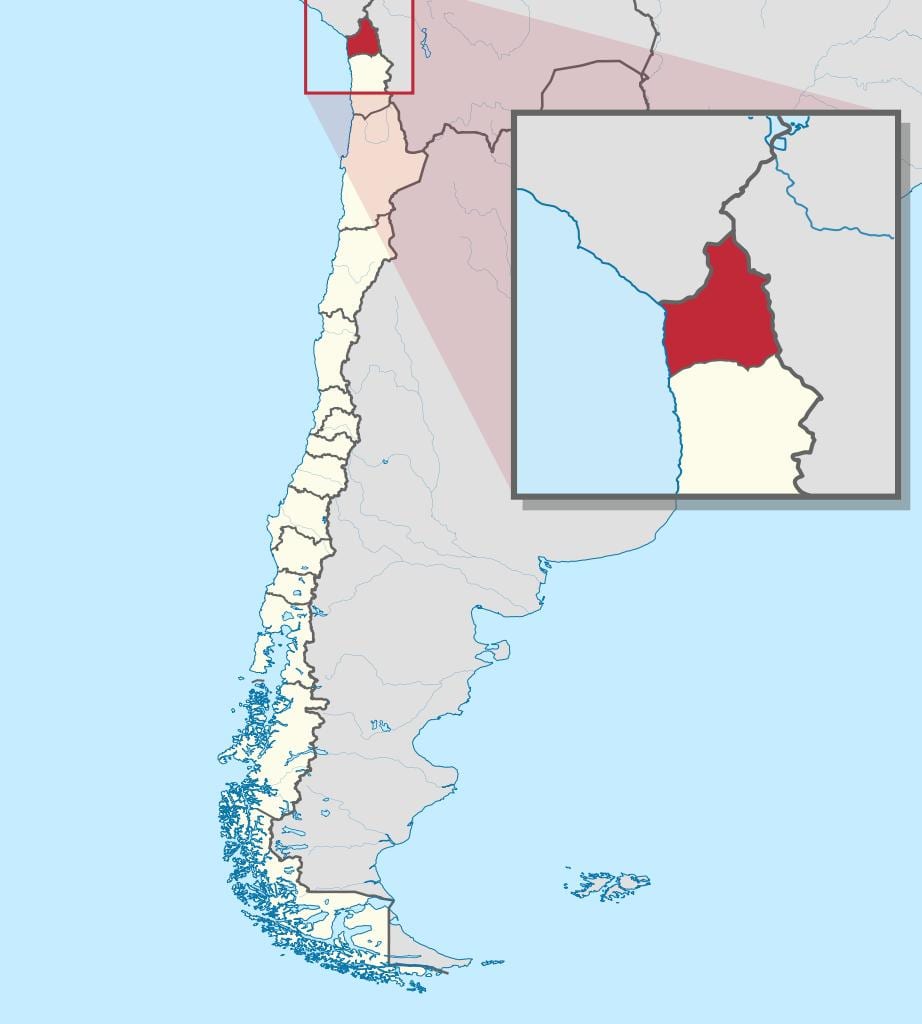 Mappa di arica, Cile