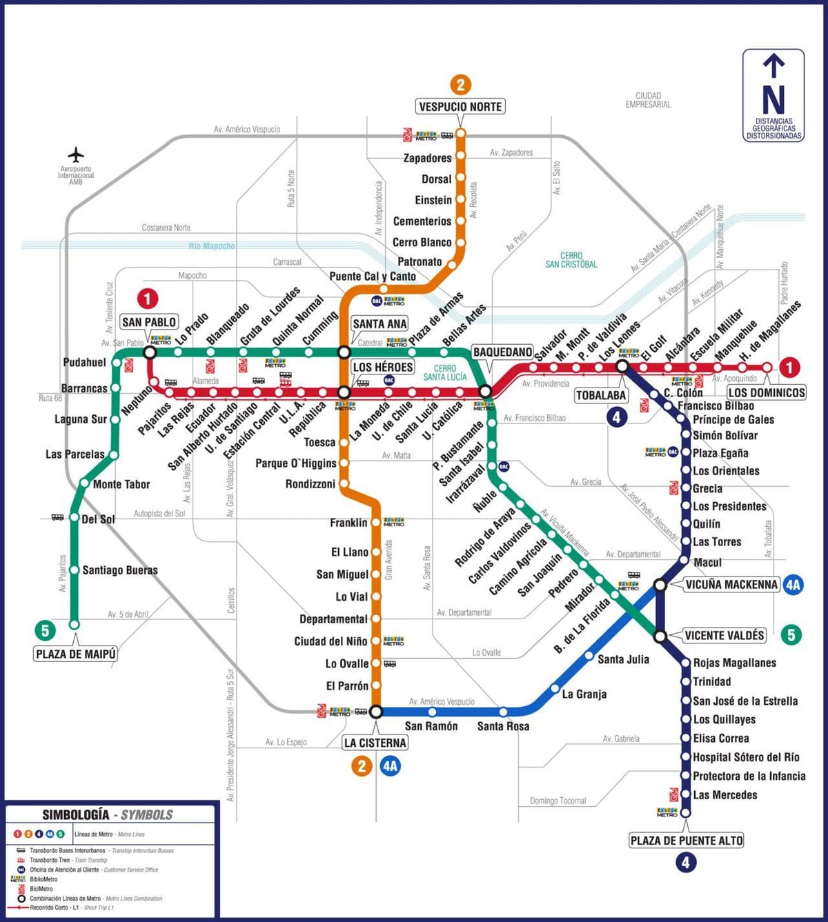 Mappa di metropolitana Cile