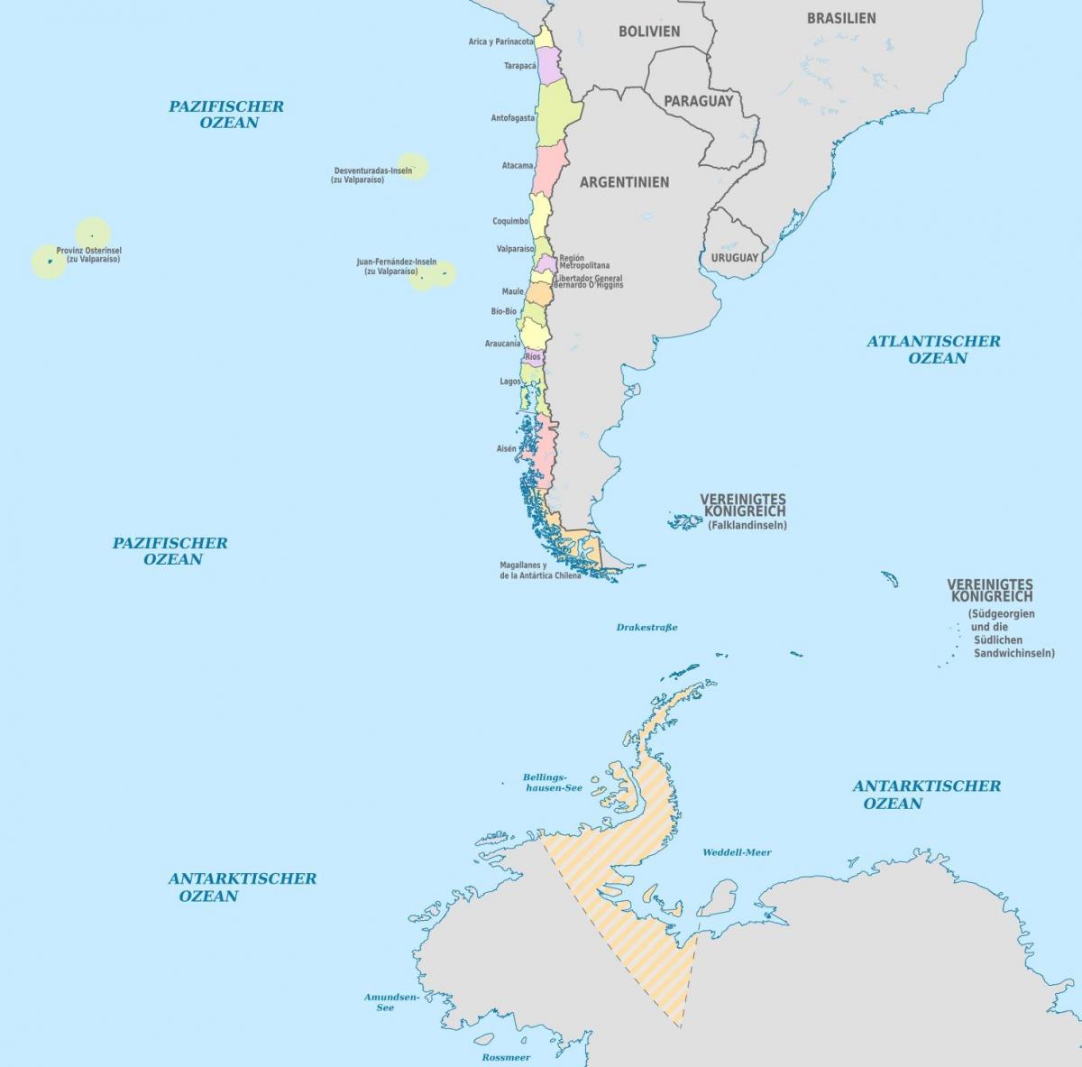 Mappa del Cile isole