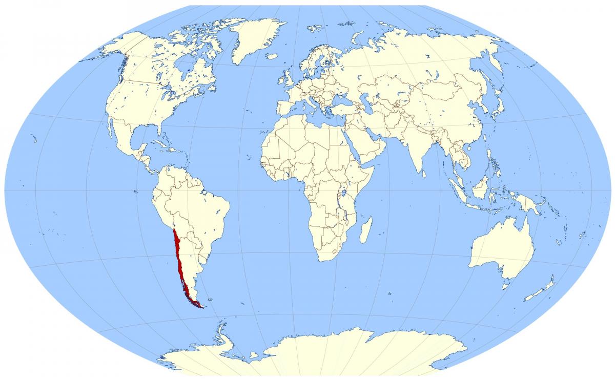 mappa del mondo che mostra Cile
