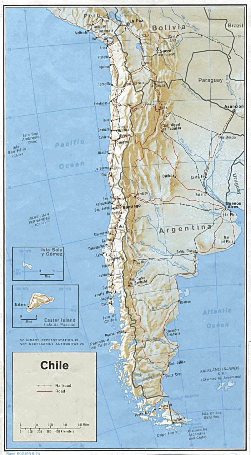 Cile ferroviaria mappa