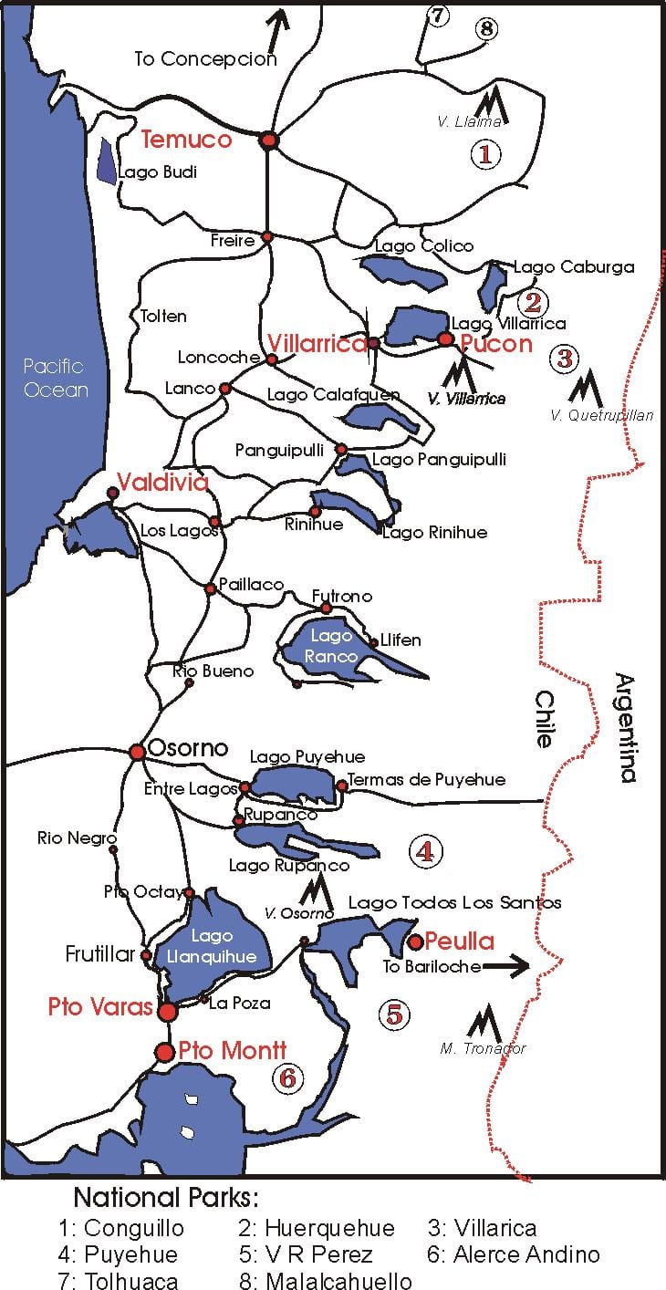 Mappa di lake district Cile