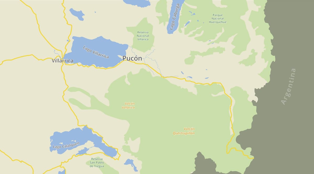 Mappa di pucon, Cile