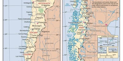 Mappa del Cile con la città