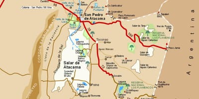 Deserto di Atacama, Cile mappa