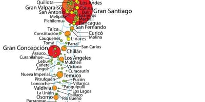 Cile densità di popolazione mappa