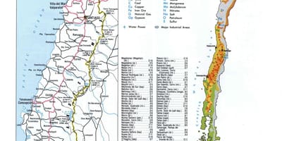 Mappa del Cile risorse naturali 